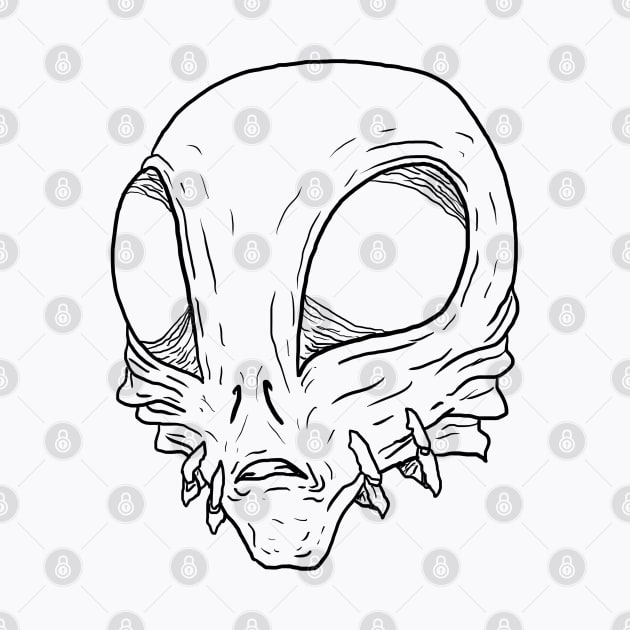 Scary Alien Monster Horror Black Lineart by Moonwing