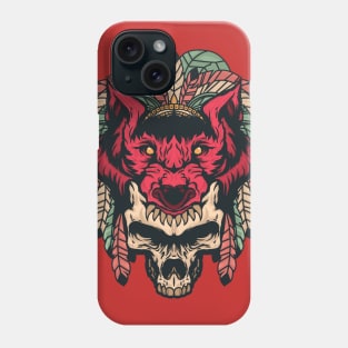 Wolf Skeleton Warrior - Red Phone Case