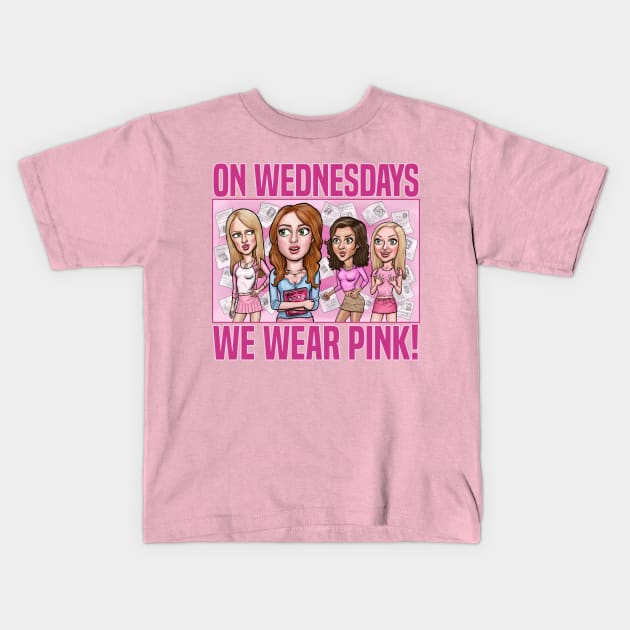 Mean Girls On Wednesdays We Wear Pink Kid's Pink T-Shirts