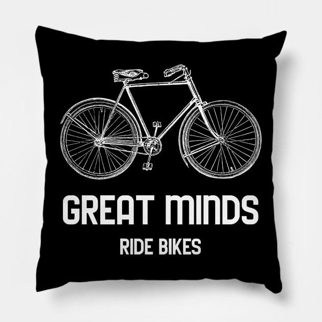 Great Minds Ride Bikes Pillow by Mint Tee