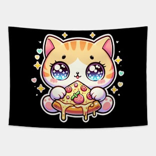 Cute kawaii with Pizza, Funny Pizza lover Tapestry