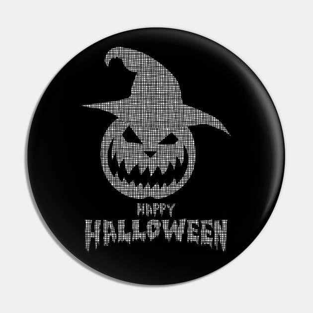 Happy Halloween With Grid Scary Pumpkin Pin by anbartshirts