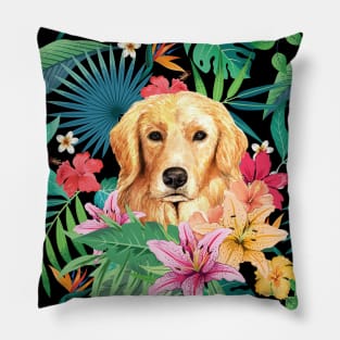 Tropical Golden Retriever Puppy 1 Pillow