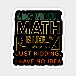 Pi day Shirt Retro a Day Without Math is Like Just Kidding Magnet