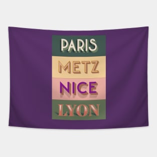 PARIS METZ NICE LYON Tapestry