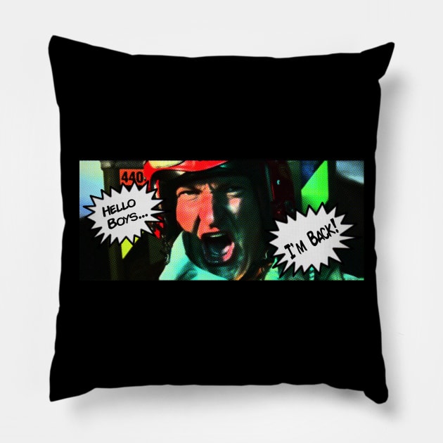 Hello Boys, I'm Back! Independence Day Pillow by Turbo Mecha Giant Dino