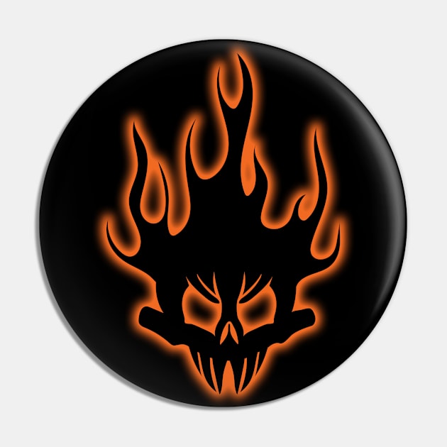 Black Flaming Skull Pin by Designs by Darrin