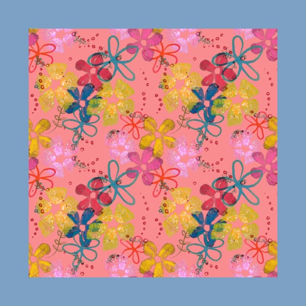 Flowers on Pink Background by AshleyWilksArt