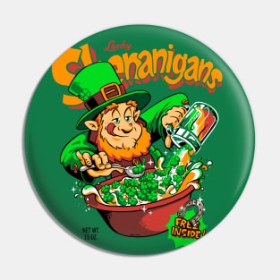 Shenanigans Lucky Leprechaun Retro Cereal Box St. Patrick's Day Pin