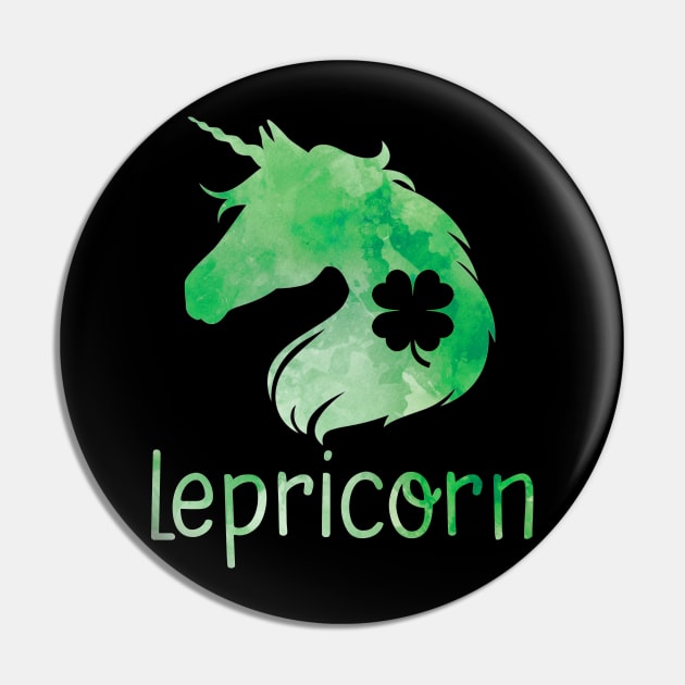 Lepricorn Unicorn Leprechaun St. Patrick's Day T-Shirt Pin by ADKApparel