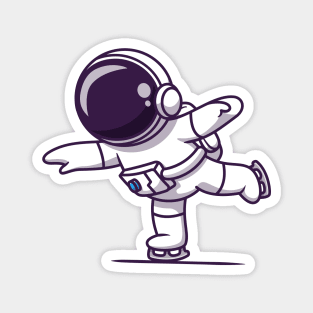 Cute Astronaut Playing Ice Skating Magnet