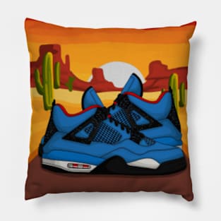 Retro4 blue in twilight Pillow