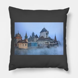 Oberhofen castle floating in the mist Pillow