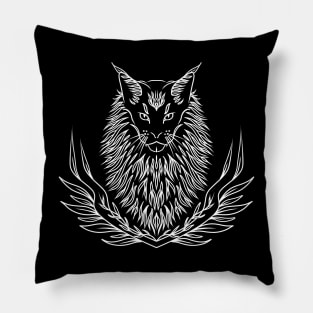 Maine coon black line art Pillow