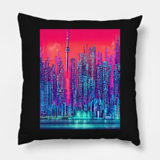 Cyberpunk CN Tower Pillow