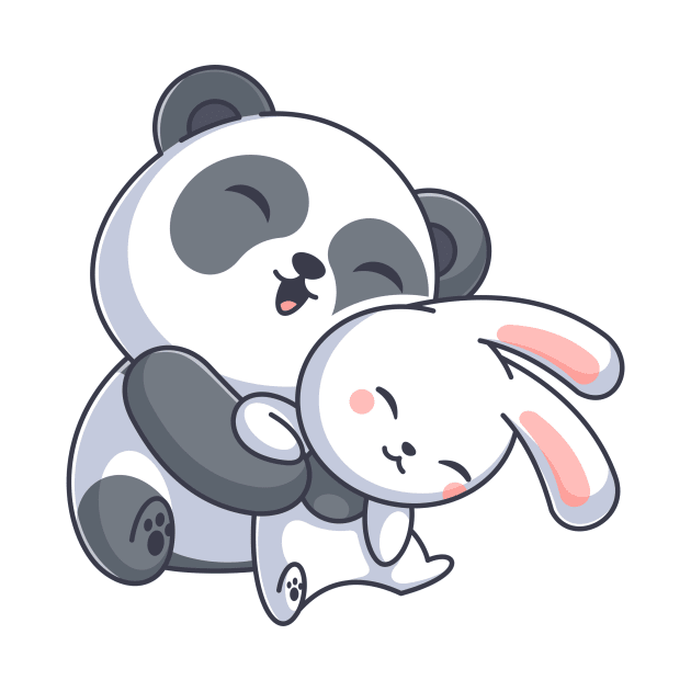 Cute panda hugging stuffed bunny by Wawadzgnstuff