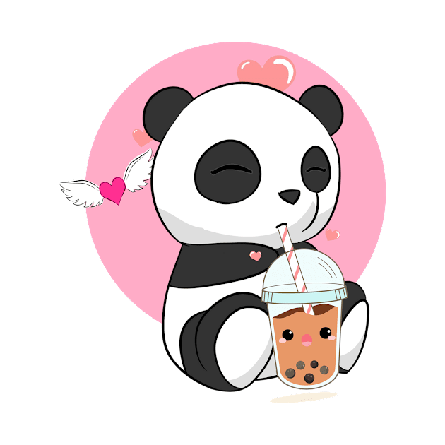 Cute Chibi Panda Drinking Boba Bubble Tea by Bubbly Tea