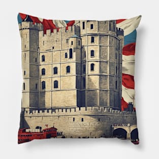 Tower of London United Kingdom Vintage Travel Tourism Poster Art Pillow