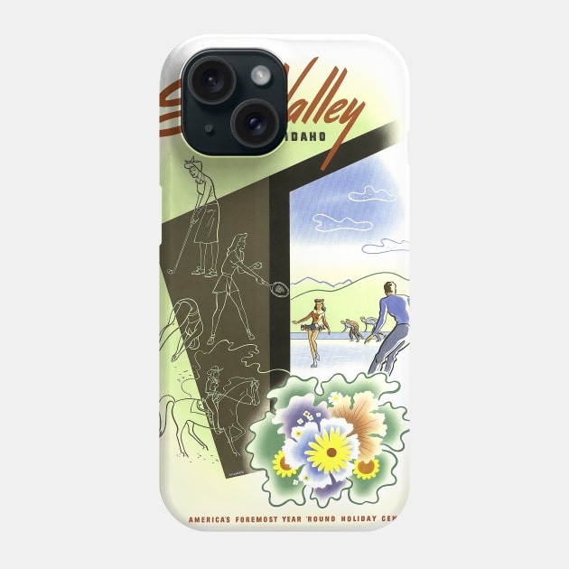 Sun Valley, Idaho, America's Foremost Year 'Round Holiday Center - Vintage Travel Poster Phone Case by GoshaDron