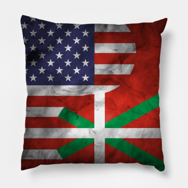 USA and Basque Dual Flag Yin Yang Combination Pillow by Family Heritage Gifts