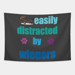 funny easily distracted by wieners Tapestry