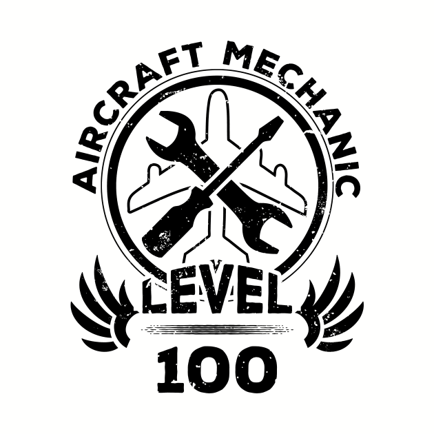 Level 100 Aircraft Mechanic Airplane Engineer Gift by atomguy