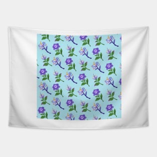 Sumeru Flowers Print (Blue) Tapestry