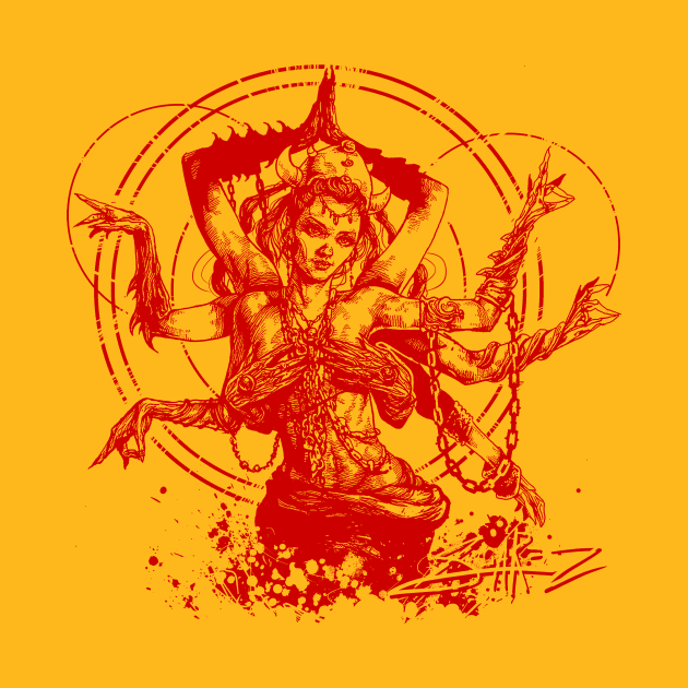 Kali Goddess Red Ink Transparent by SuarezArt