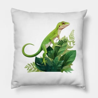 green anole Pillow