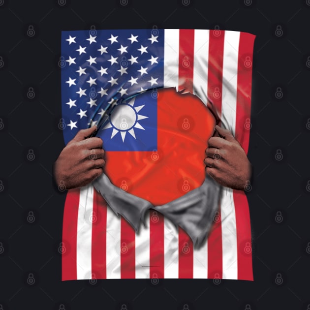 Taiwan Flag American Flag Ripped - Gift for Taiwanese From Taiwan by Country Flags