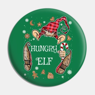 Funny Hungry Elf Christmas Costume Pin