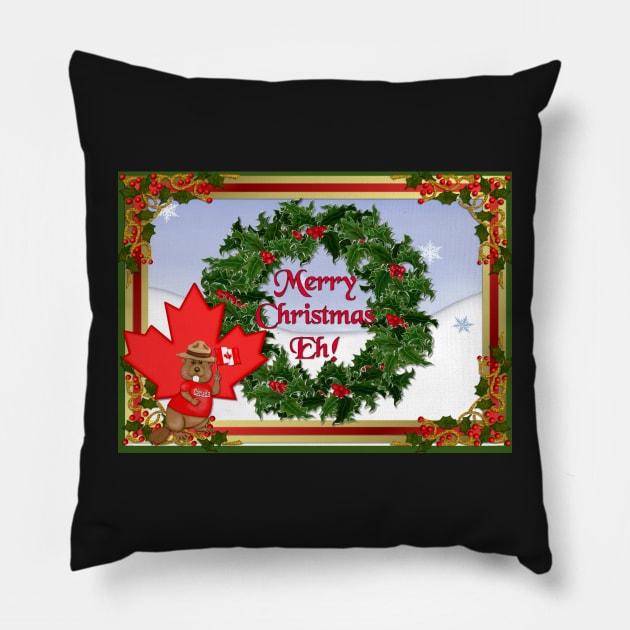 Canadian Christmas Eh! Pillow by SpiceTree