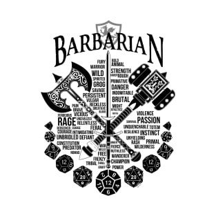 RPG Class Series: Barbarian - Black Version T-Shirt