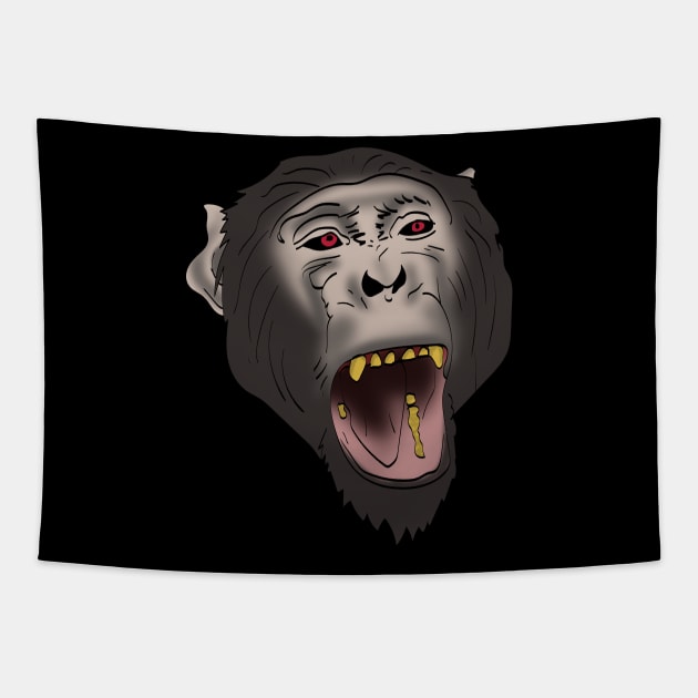 chimpanzee head Tapestry by Protect friends