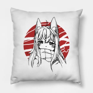 Fox girl art draw fan Pillow