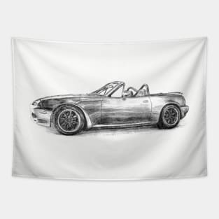 Miata MX5 in Pencil drawing Tapestry