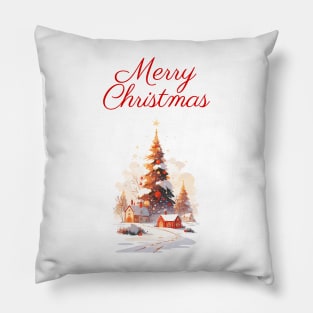 Merry Christmas decorated tree Pillow