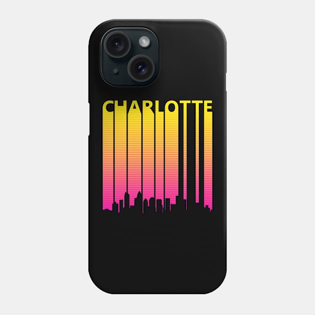 Retro 1980s Charlotte Skyline Silhouette Phone Case by GWENT