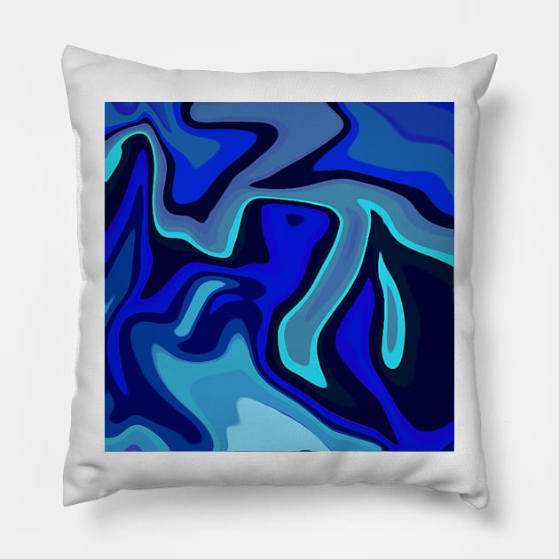 Acrylic pour blue Pillow by Keniixx