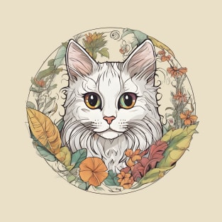 cat with foliage design T-Shirt