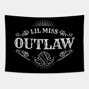 Lil Miss Outlaw White Graphic Distressed Finish Tapestry