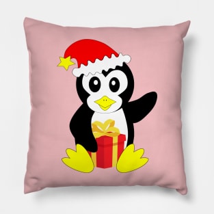 Cute penguin with christmas present Pillow