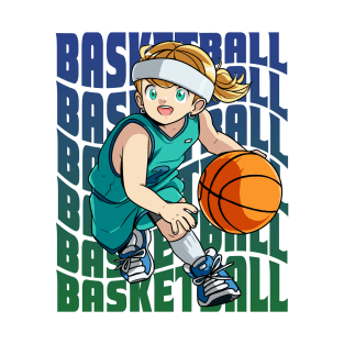 Girl Basketball Player Hoops Dribbling Ball T-Shirt