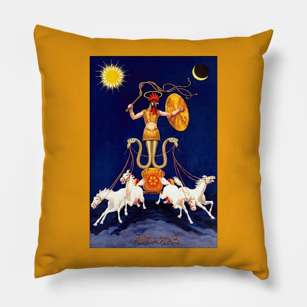 Gnostic ABRAXAS is Led by Four White Horses Pillow by Star Scrunch