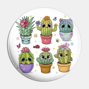 Cute Cartoon Succulents Pin