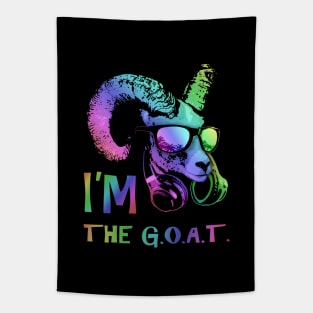 I'm The GOAT Cool and Funny Music Animal with Headphones and Sunglasses. Tapestry