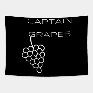 Captain Grapes Typography White Design Tapestry