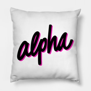 Greek Alphabet: alpha (black-pink) Pillow