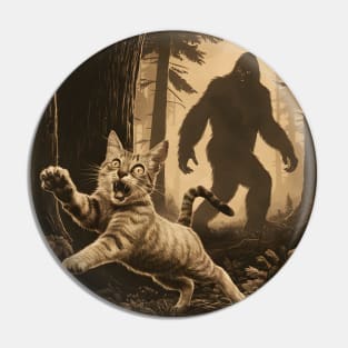 Funny Surprised Scared Cat With Sasquatsch Bigfoot Pin