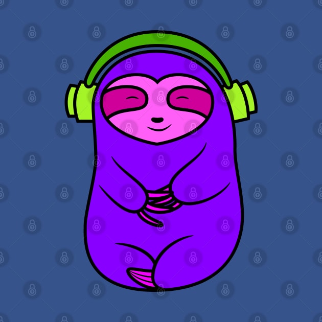 Happy Purple Sloth Listening to Music by SubtleSplit